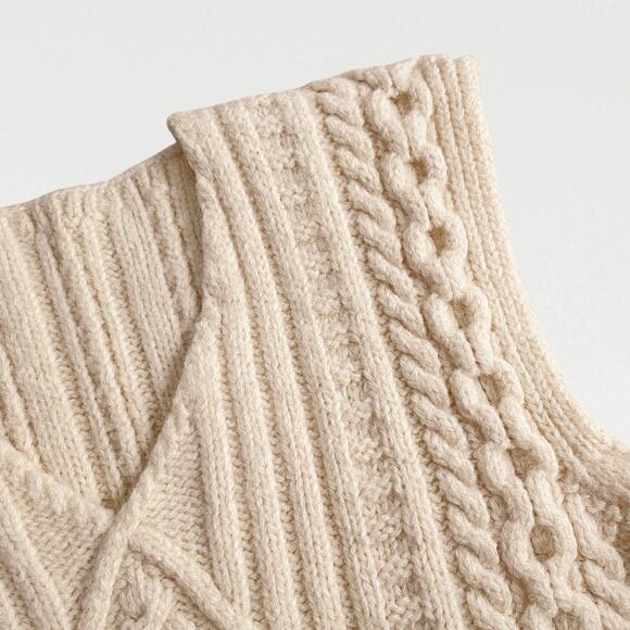 Vtg 100% Aran Wool Heritage Sweater Vest Fisherman Cable Knit Made In Ireland - Picture 4 of 8